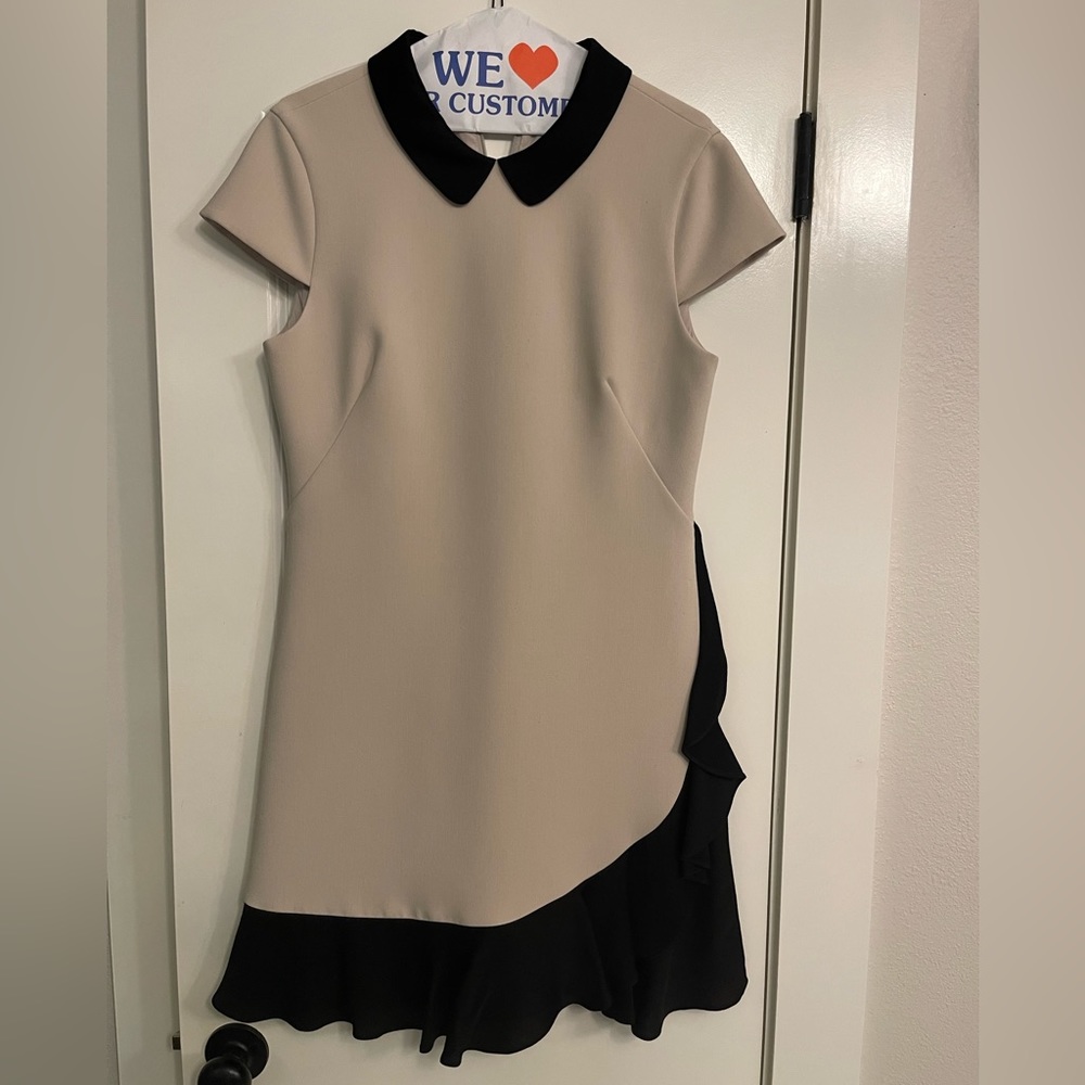 Kate Spade cream and black color block dress, size 8